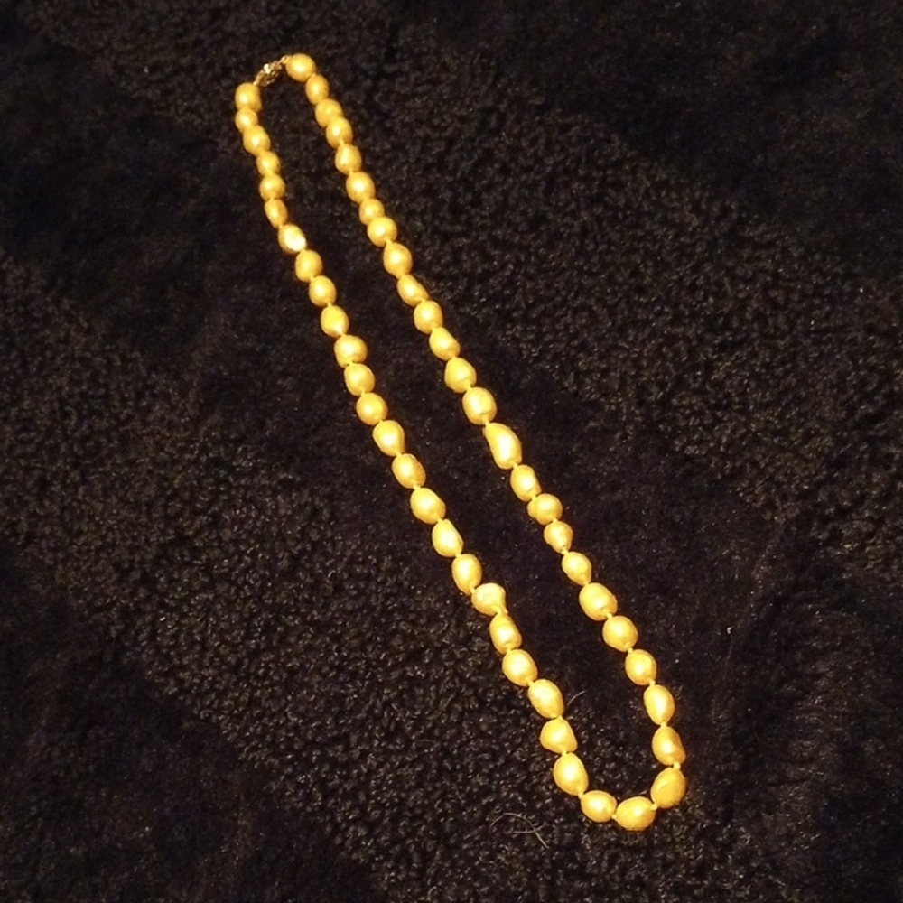 GOLDEN FRESHWATER OBLONG PEARLS: 9mm - 11mm; NATURAL NECKLACE: 22 inches LENGTH